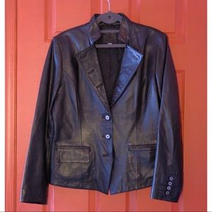 Tristan Women’s Black Leather Blazer (L)